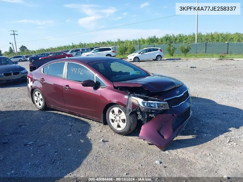 2018 Kia Forte Lx VIN: 3KPFK4A77JE258337 Lot: 40094456