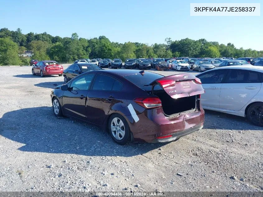 2018 Kia Forte Lx VIN: 3KPFK4A77JE258337 Lot: 40094456