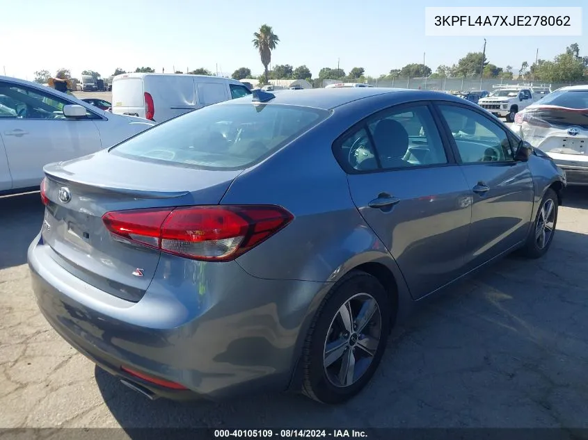 2018 Kia Forte S VIN: 3KPFL4A7XJE278062 Lot: 40105109