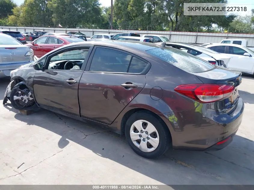 3KPFK4A72JE227318 2018 Kia Forte Lx