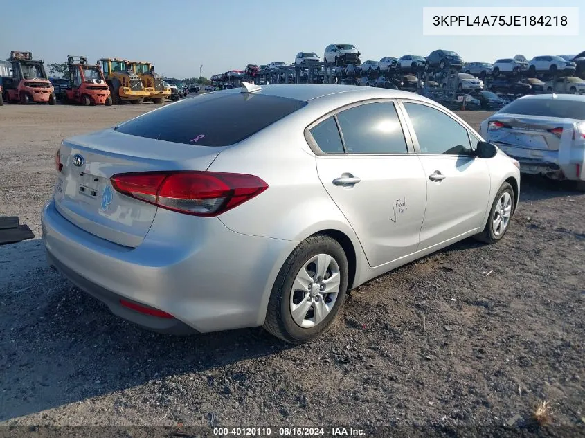 2018 Kia Forte Lx VIN: 3KPFL4A75JE184218 Lot: 40120110