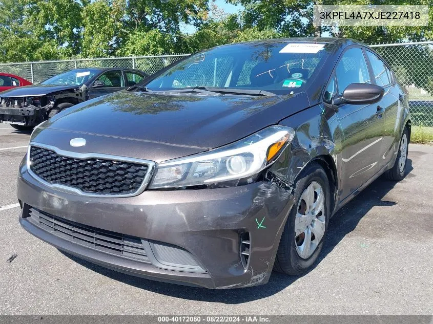 2018 Kia Forte Lx VIN: 3KPFL4A7XJE227418 Lot: 40172080