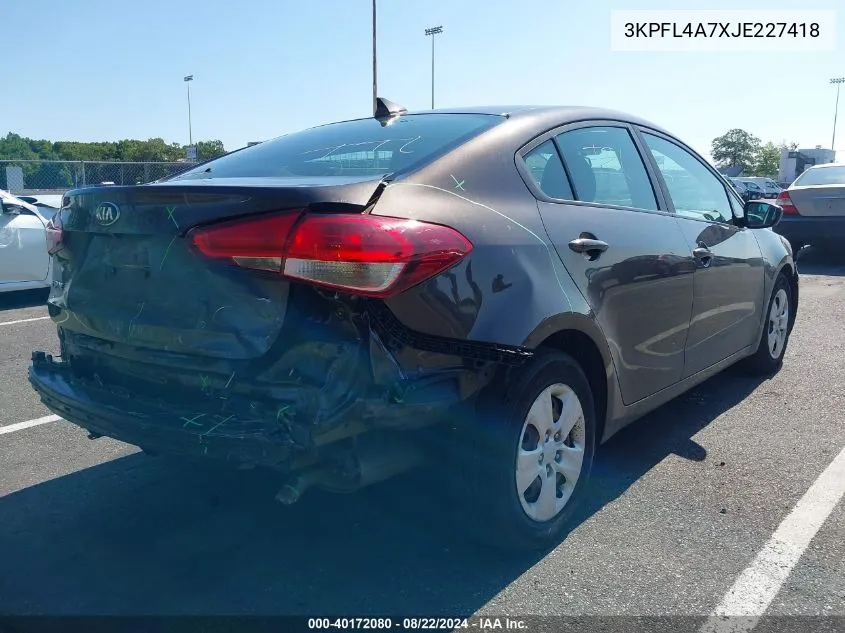 2018 Kia Forte Lx VIN: 3KPFL4A7XJE227418 Lot: 40172080