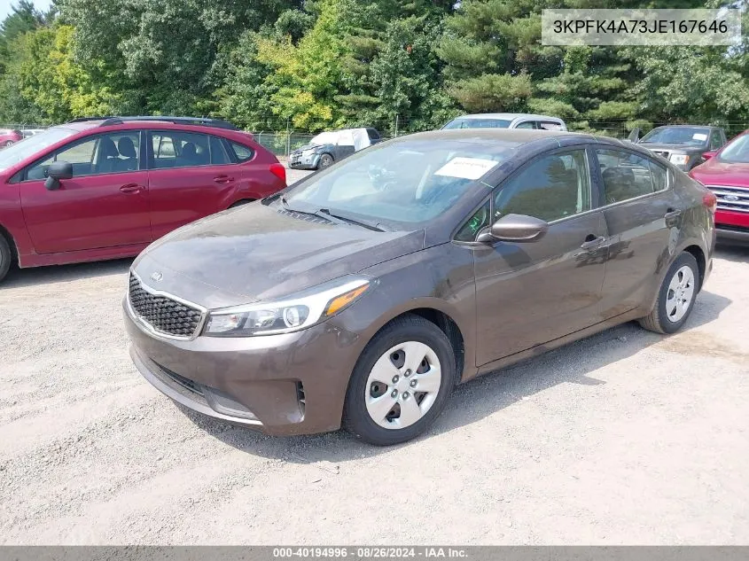 3KPFK4A73JE167646 2018 Kia Forte Lx