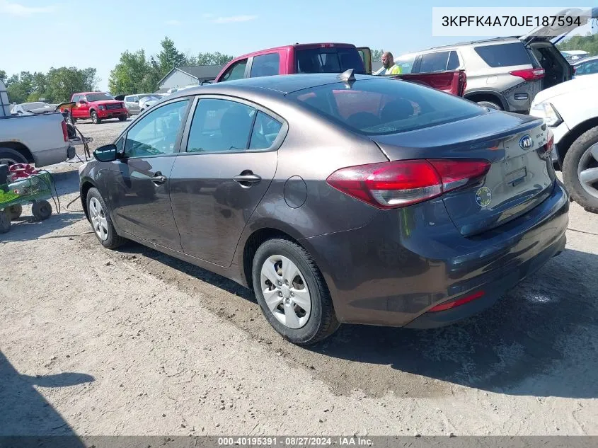 2018 Kia Forte Lx VIN: 3KPFK4A70JE187594 Lot: 40195391