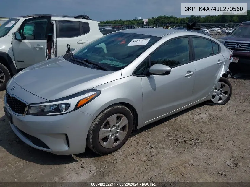 3KPFK4A74JE270560 2018 Kia Forte Lx