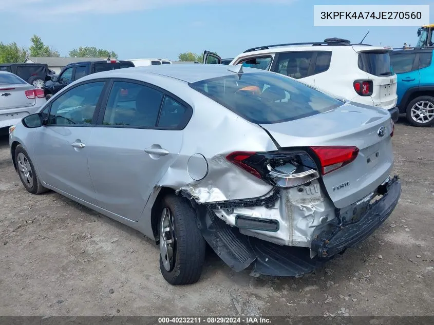 2018 Kia Forte Lx VIN: 3KPFK4A74JE270560 Lot: 40232211