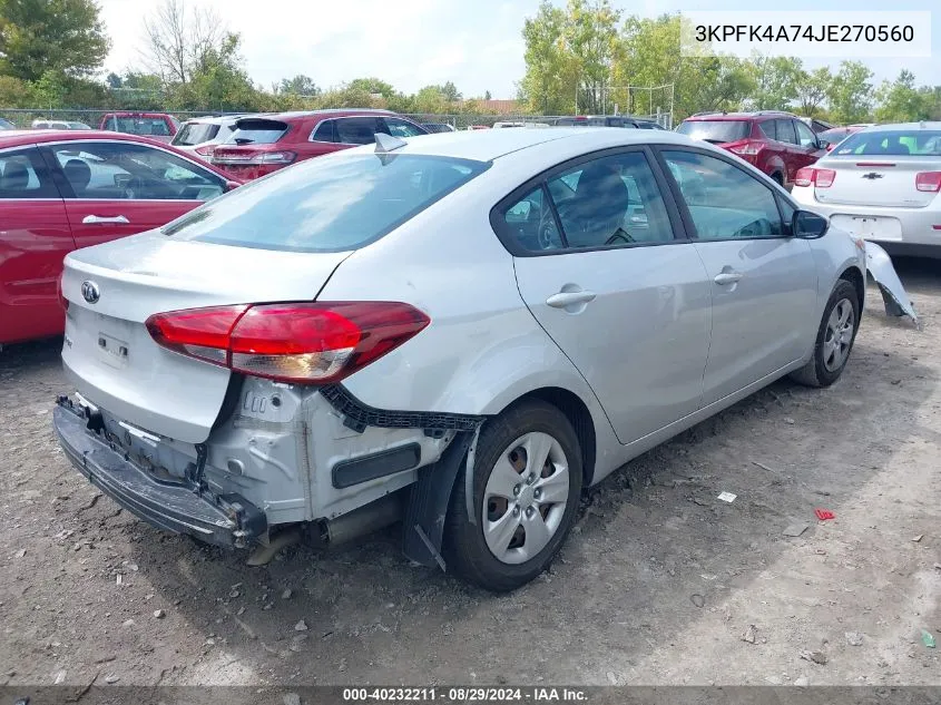 2018 Kia Forte Lx VIN: 3KPFK4A74JE270560 Lot: 40232211