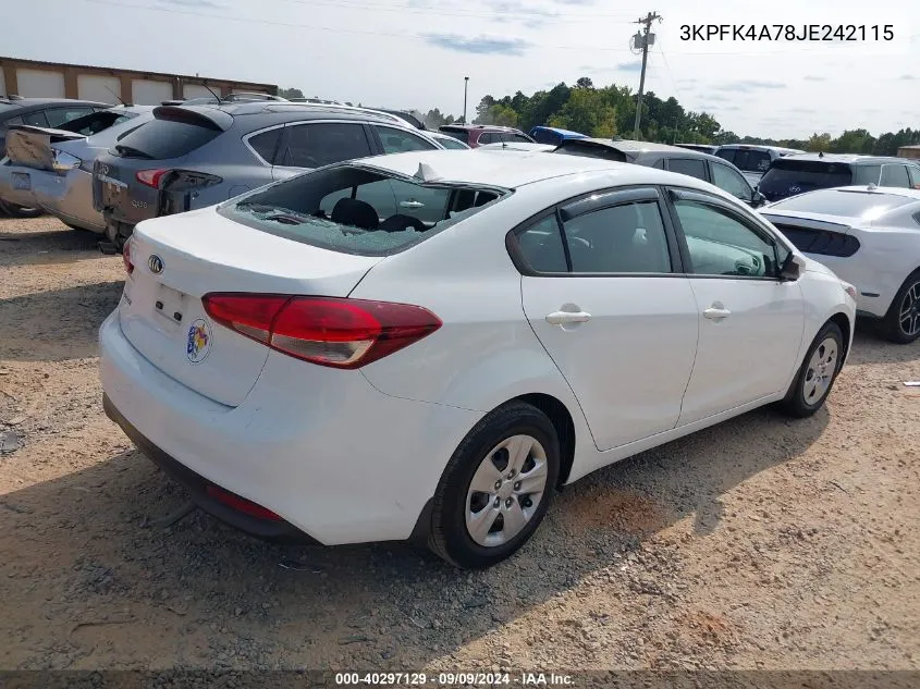 2018 Kia Forte Lx VIN: 3KPFK4A78JE242115 Lot: 40297129