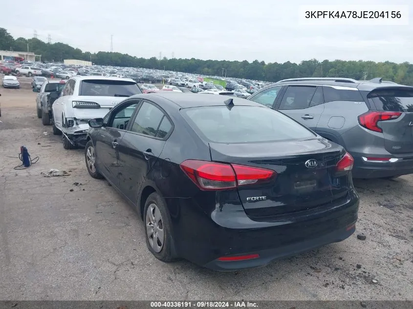 2018 Kia Forte Lx VIN: 3KPFK4A78JE204156 Lot: 40336191