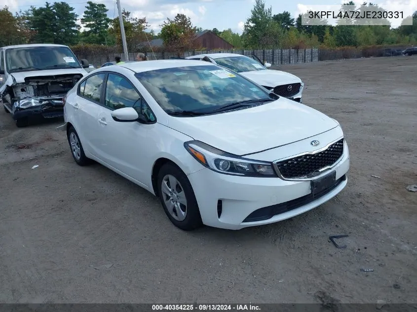 2018 Kia Forte Lx VIN: 3KPFL4A72JE230331 Lot: 40354225