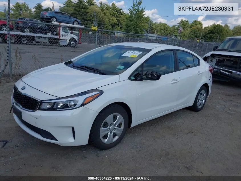 2018 Kia Forte Lx VIN: 3KPFL4A72JE230331 Lot: 40354225