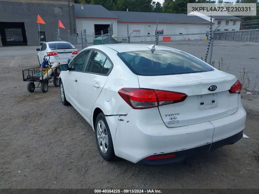 2018 Kia Forte Lx VIN: 3KPFL4A72JE230331 Lot: 40354225