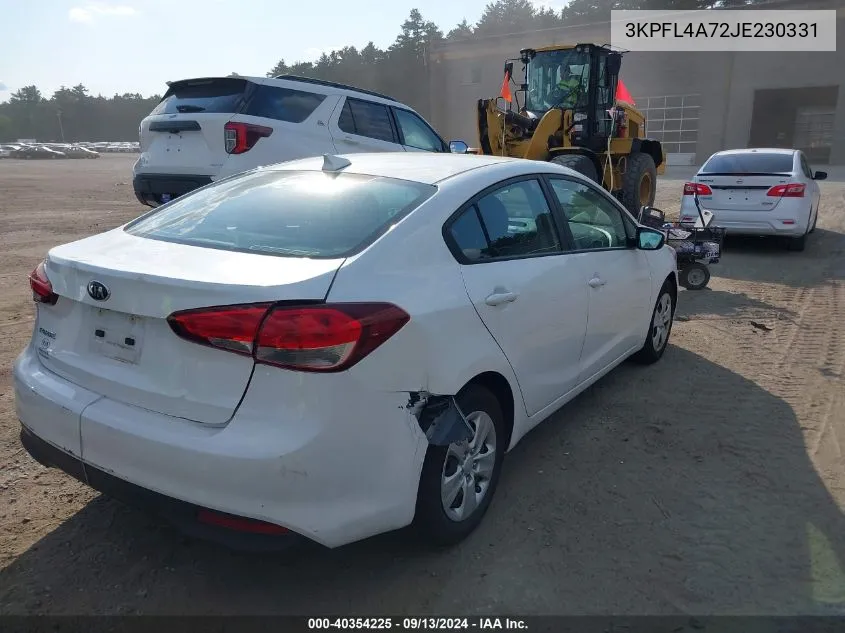 2018 Kia Forte Lx VIN: 3KPFL4A72JE230331 Lot: 40354225