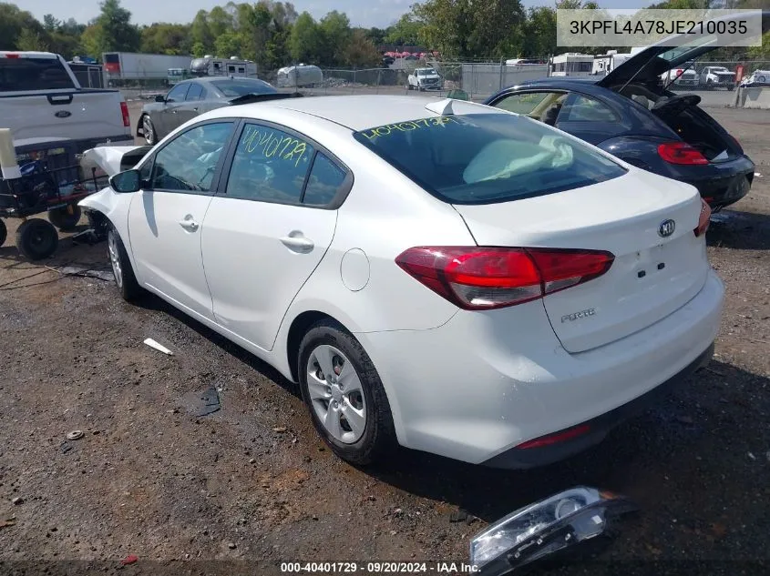 2018 Kia Forte Lx VIN: 3KPFL4A78JE210035 Lot: 40401729