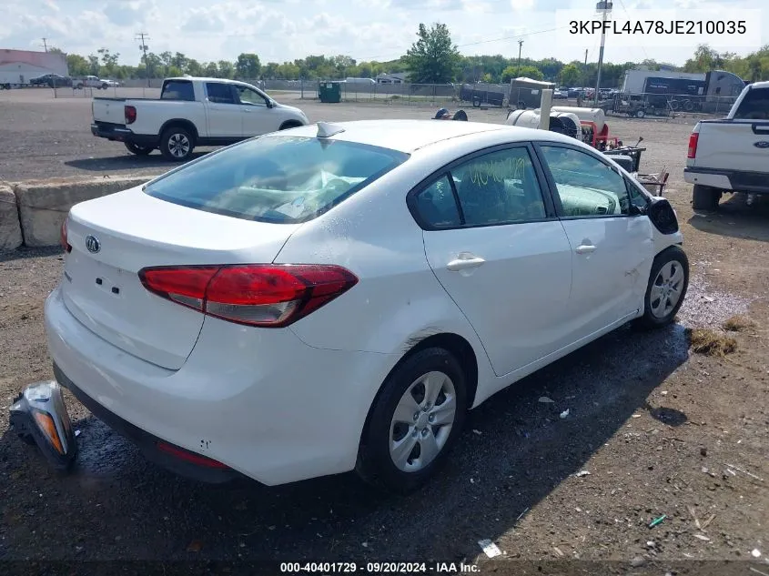 2018 Kia Forte Lx VIN: 3KPFL4A78JE210035 Lot: 40401729