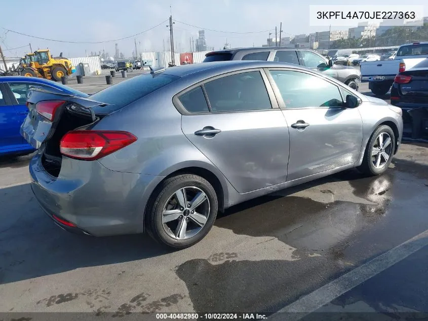 2018 Kia Forte S VIN: 3KPFL4A70JE227363 Lot: 40482950