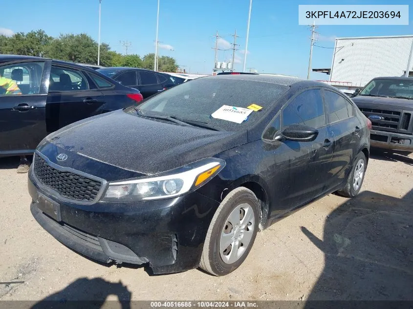 3KPFL4A72JE203694 2018 Kia Forte Lx