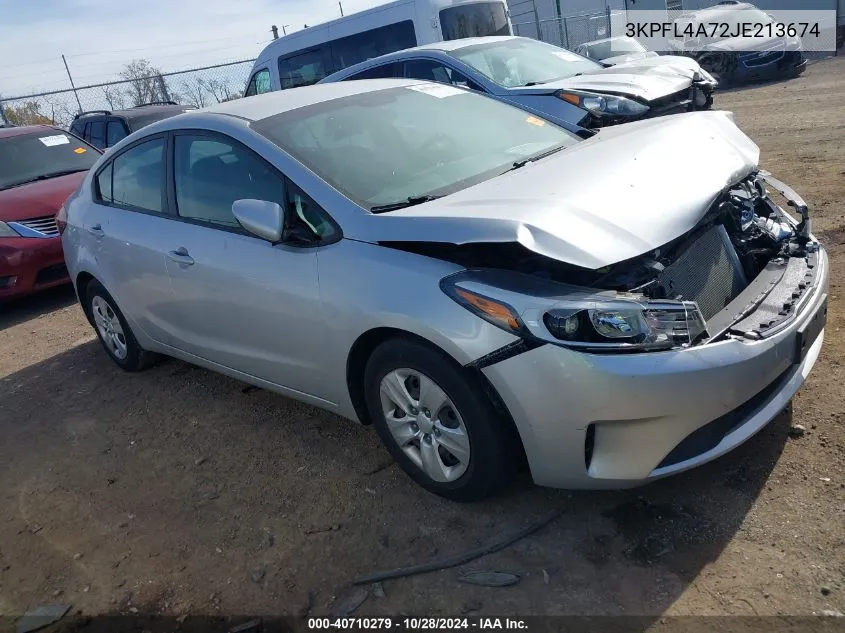 2018 Kia Forte Lx VIN: 3KPFL4A72JE213674 Lot: 40710279