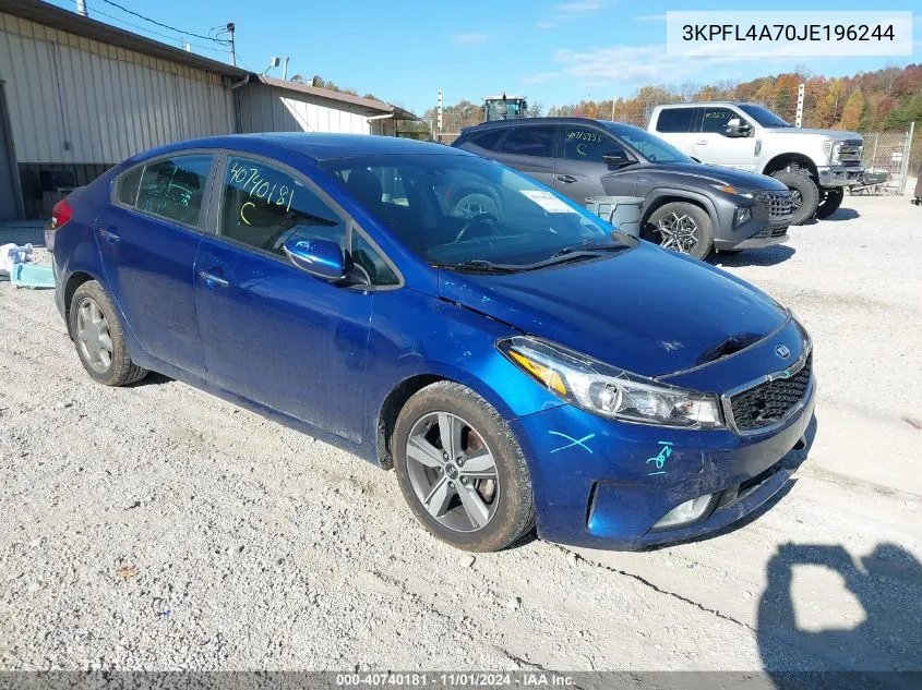 2018 Kia Forte S VIN: 3KPFL4A70JE196244 Lot: 40740181