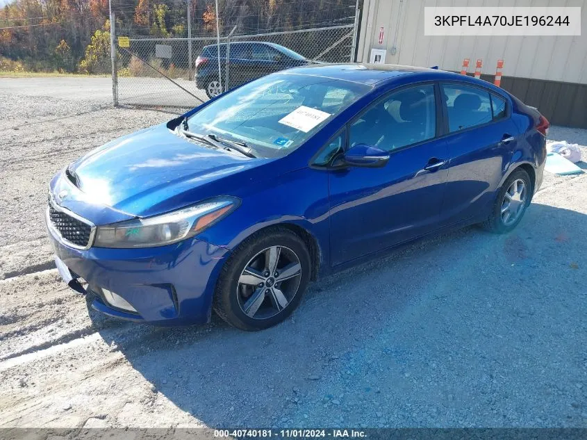 2018 Kia Forte S VIN: 3KPFL4A70JE196244 Lot: 40740181