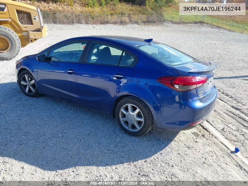 2018 Kia Forte S VIN: 3KPFL4A70JE196244 Lot: 40740181