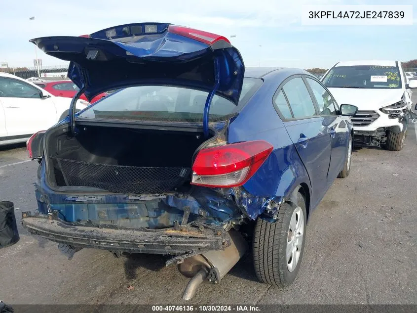 2018 Kia Forte Lx VIN: 3KPFL4A72JE247839 Lot: 40746136