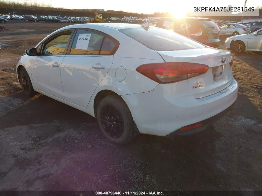 2018 Kia Forte Lx VIN: 3KPFK4A75JE281549 Lot: 40796440