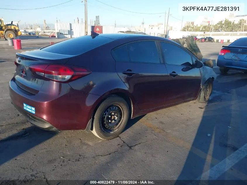 2018 Kia Forte Lx VIN: 3KPFK4A77JE281391 Lot: 40822479