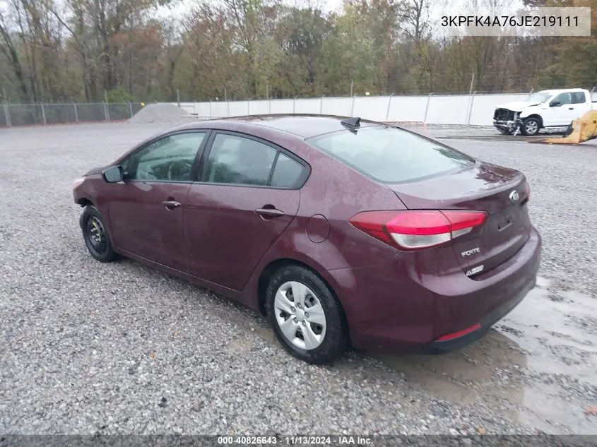 2018 Kia Forte Lx VIN: 3KPFK4A76JE219111 Lot: 40826643