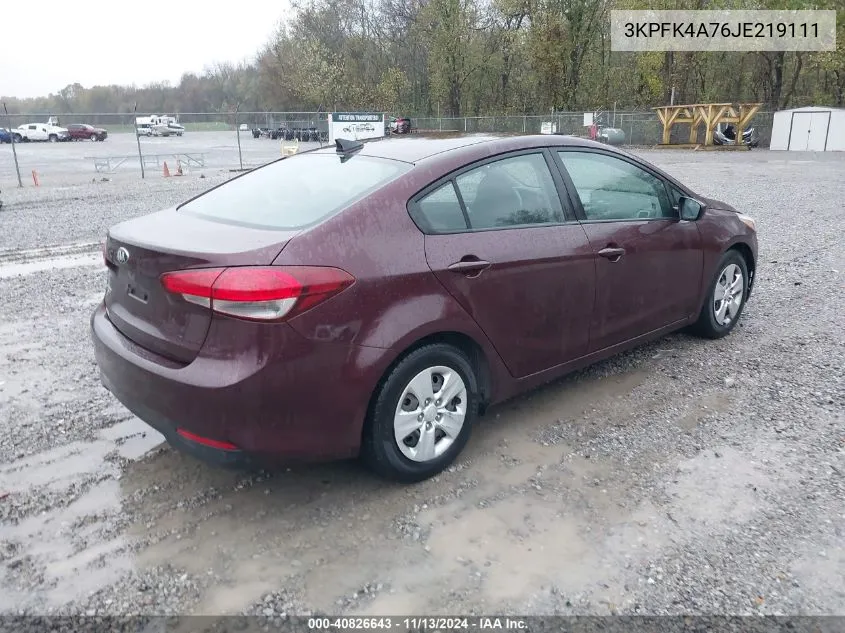 2018 Kia Forte Lx VIN: 3KPFK4A76JE219111 Lot: 40826643