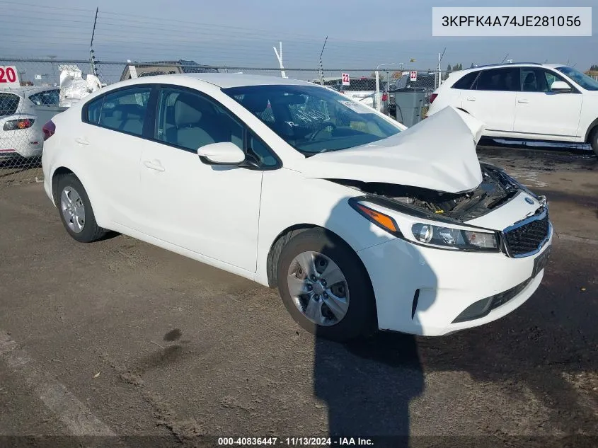 2018 Kia Forte Lx VIN: 3KPFK4A74JE281056 Lot: 40836447