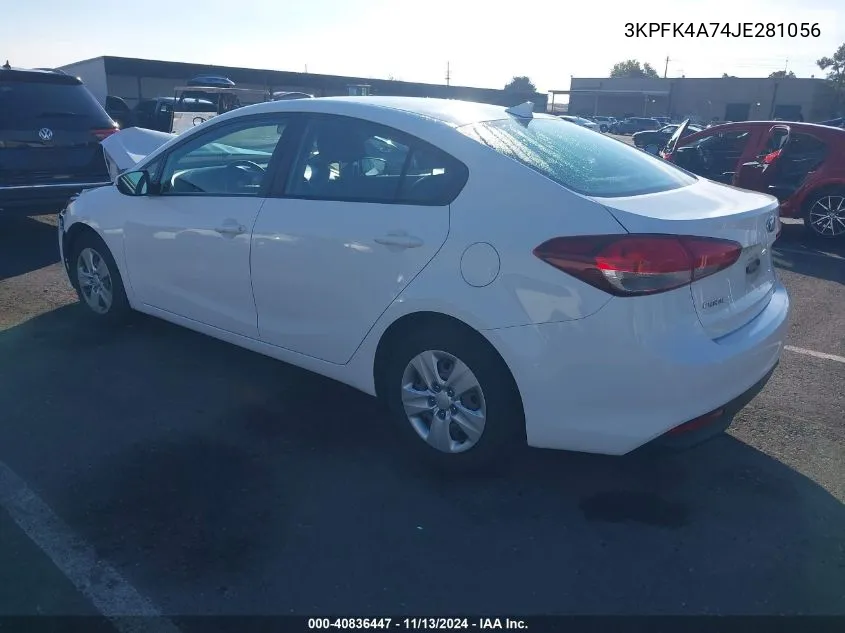 2018 Kia Forte Lx VIN: 3KPFK4A74JE281056 Lot: 40836447