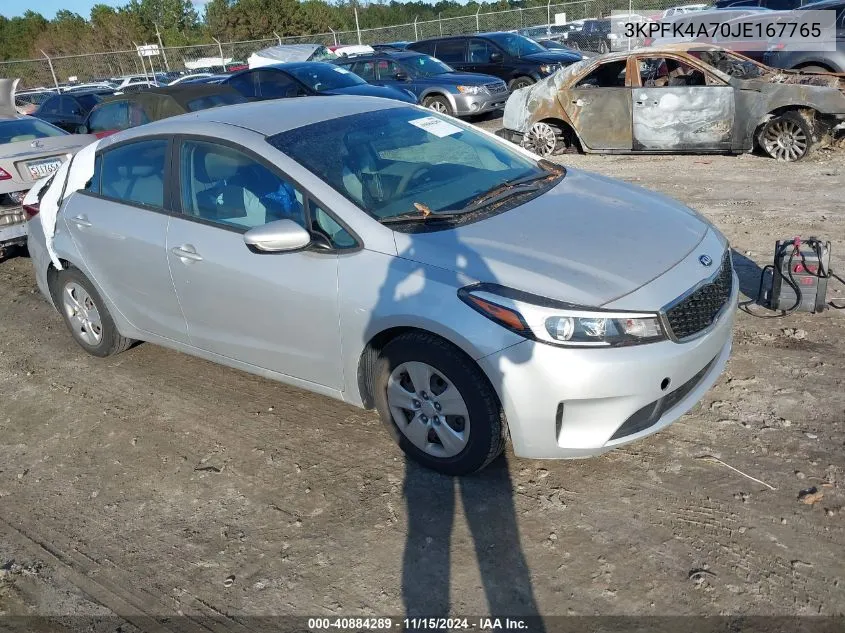 2018 Kia Forte Lx VIN: 3KPFK4A70JE167765 Lot: 40884289