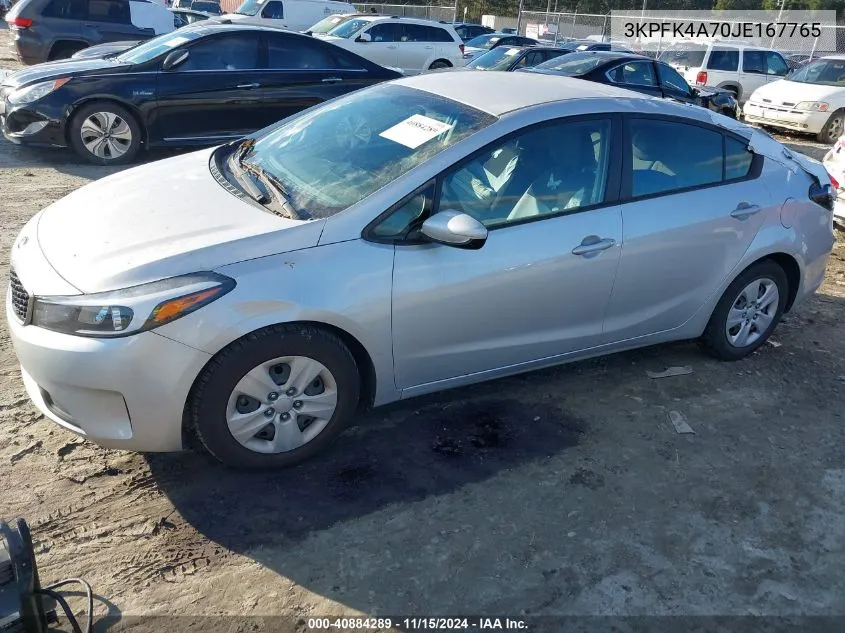 2018 Kia Forte Lx VIN: 3KPFK4A70JE167765 Lot: 40884289