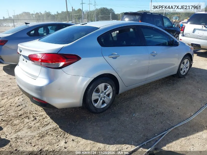 2018 Kia Forte Lx VIN: 3KPFK4A7XJE217961 Lot: 40891724