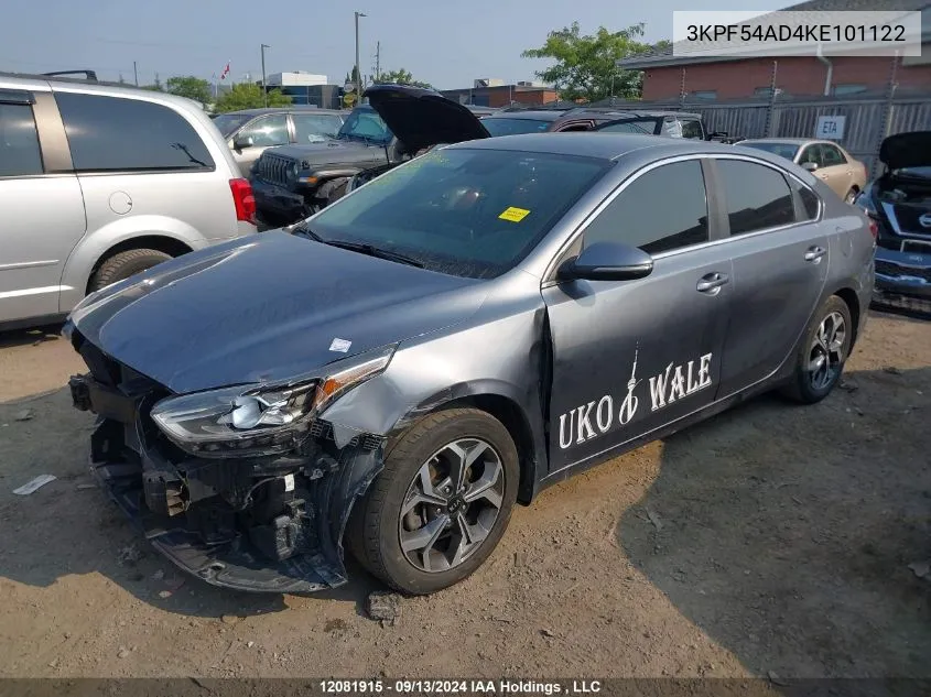 2019 Kia Forte VIN: 3KPF54AD4KE101122 Lot: 12081915