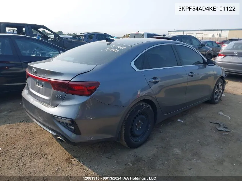 2019 Kia Forte VIN: 3KPF54AD4KE101122 Lot: 12081915