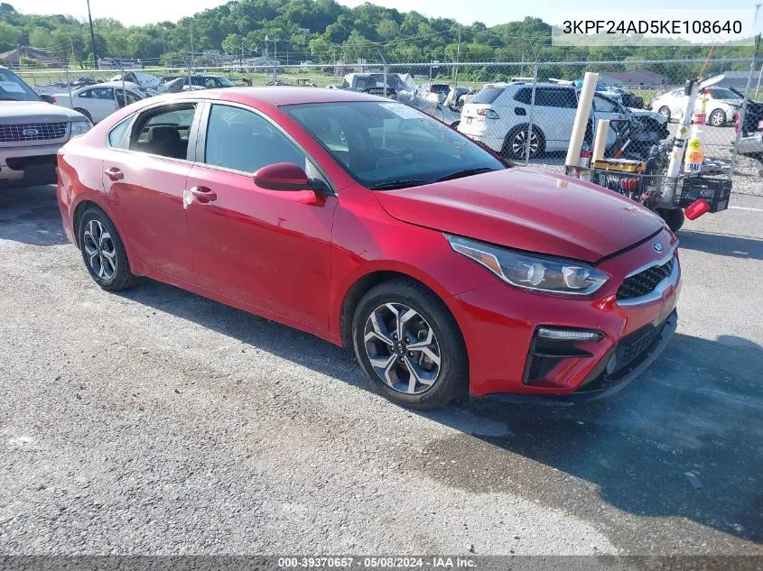 2019 Kia Forte Lxs VIN: 3KPF24AD5KE108640 Lot: 39370657