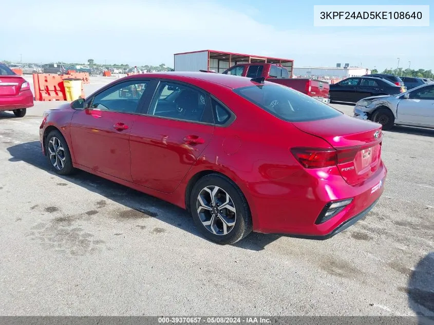 2019 Kia Forte Lxs VIN: 3KPF24AD5KE108640 Lot: 39370657