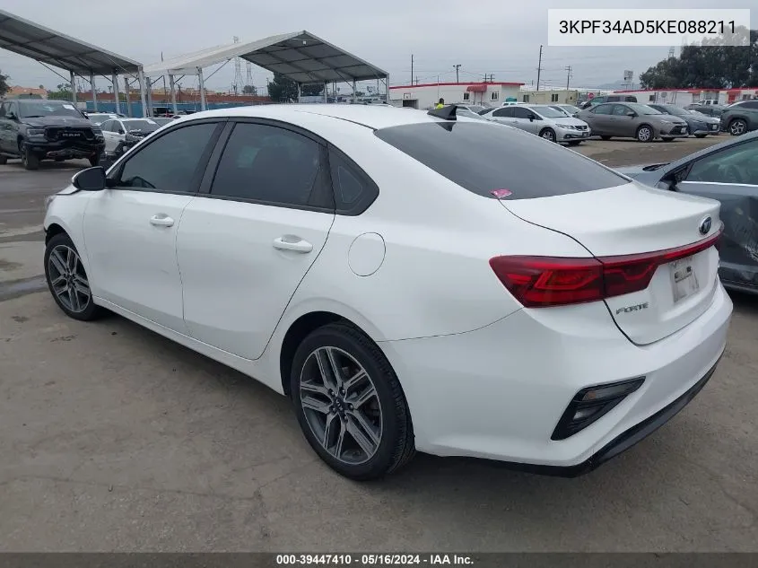 2019 Kia Forte S VIN: 3KPF34AD5KE088211 Lot: 39447410