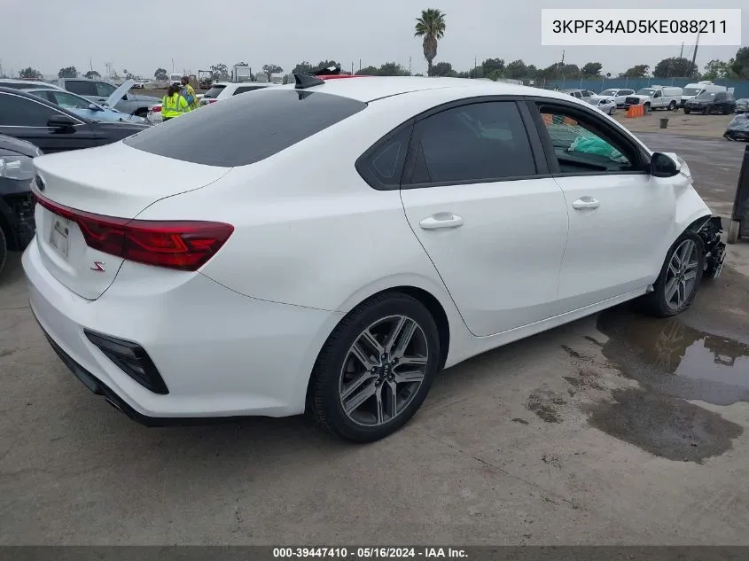 2019 Kia Forte S VIN: 3KPF34AD5KE088211 Lot: 39447410