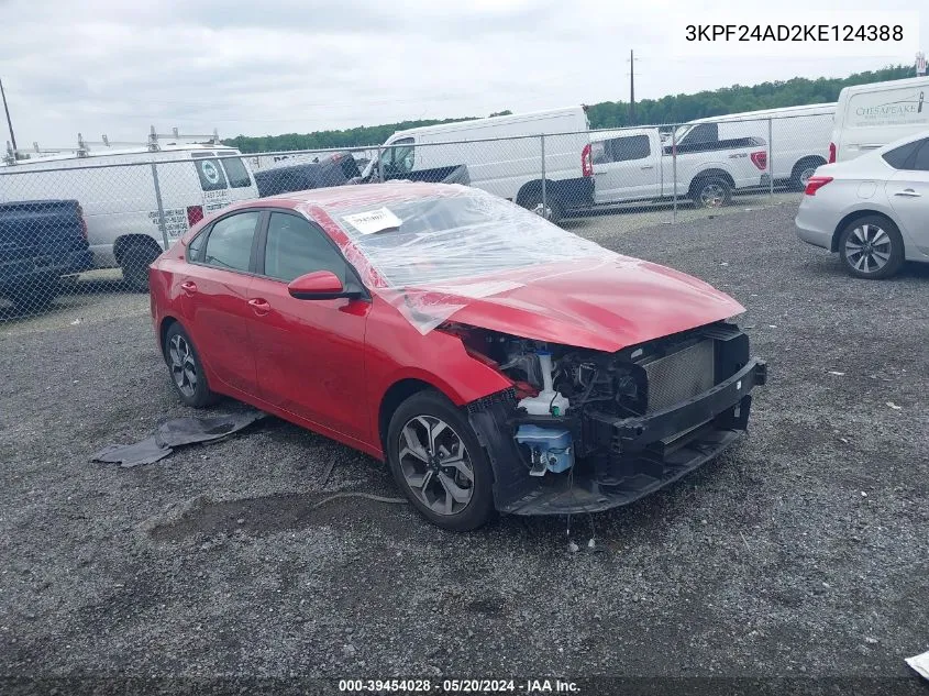 2019 Kia Forte Lxs VIN: 3KPF24AD2KE124388 Lot: 39454028