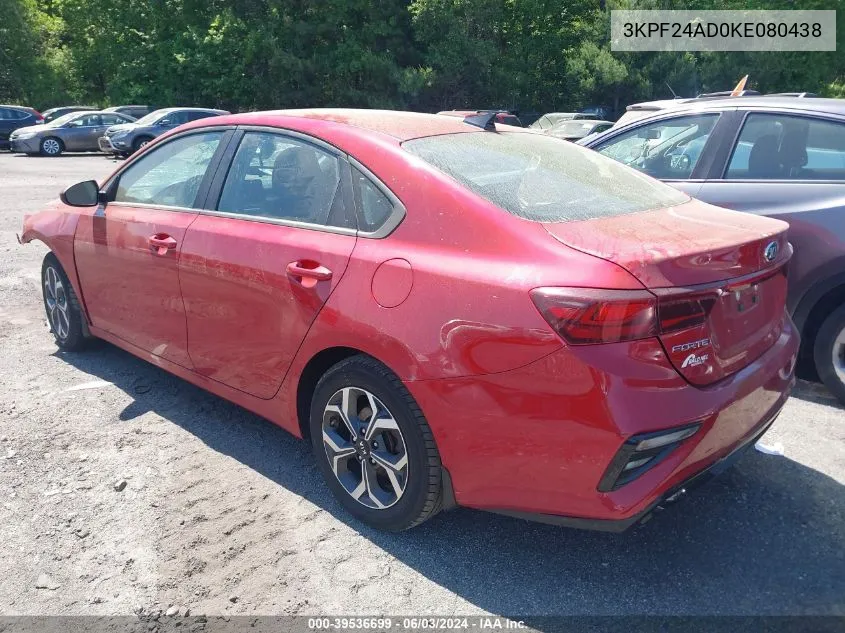 2019 Kia Forte Lxs VIN: 3KPF24AD0KE080438 Lot: 39536699