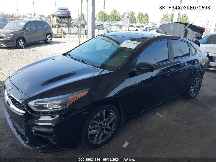 2019 Kia Forte S VIN: 3KPF34AD3KE070693 Lot: 39621586