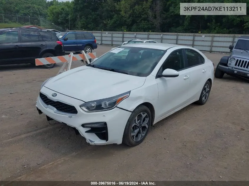 3KPF24AD7KE113211 2019 Kia Forte Lxs