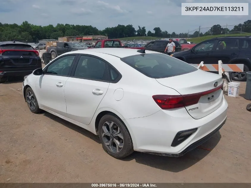 3KPF24AD7KE113211 2019 Kia Forte Lxs