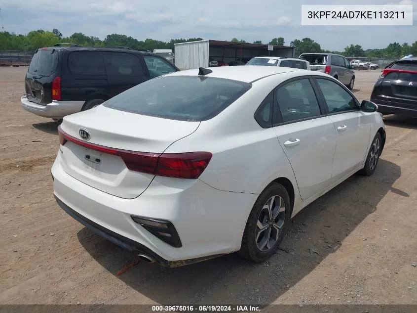 3KPF24AD7KE113211 2019 Kia Forte Lxs