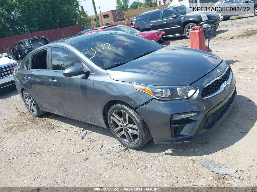 2019 Kia Forte S VIN: 3KPF34AD3KE093472 Lot: 39720852