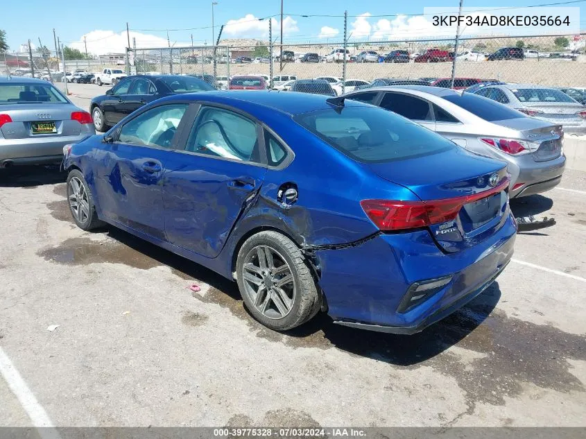 2019 Kia Forte S VIN: 3KPF34AD8KE035664 Lot: 39775328